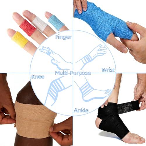 IndigoCase 6 Pack Self Adhesive Bandage Wrap 2 Inch x 5 yd Elastic Tape - color: Blue, size: 2 Inch - 6 Pack