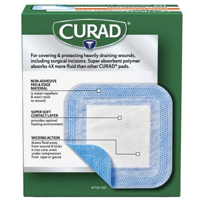 Curad Super Absorbent Wound Pad, Small, 3" x 3", 10 Count, 3 Pack - size: 3" X 3", style: 3 Pack