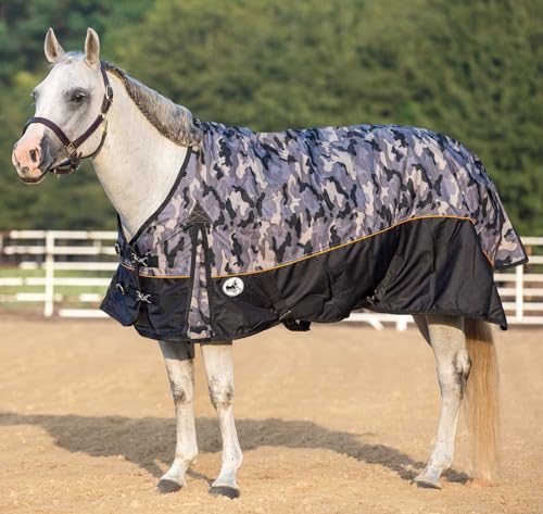 Jeffers Economy Plus 1200 Denier Standard Neck Turnout Sheet 84" - Waterproof Breathable Horse Blanket, Lightweight 0 Gram Polyfill Rain Sheet for Horses, Durable Outdoor Equestrian Rug - Urban Camo - size: 84"