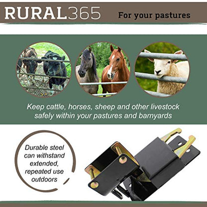 Rural365 Farm Gate Latch 2 Way Gate Latch - Black Two Way Gate Latch Livestock Cattle Gate for Horse Corrals, Ranches
