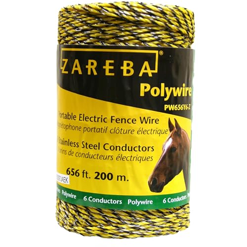 Zareba 656 ft Polywire - 200 M Electric Fencing - Highly Visible Poly wire - 6 Conductors - Easy to Install, Repair, Slice - PW656Y6-Z - size: 1 Pack