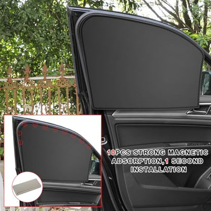 4 PCS Car Window Shades, Magnetic Light Blocking and UV Protection Privacy Shades, Car Window Screen for Baby, car Sunshade for Camping, Napping, Sleeping, Breastfeeding (Black) - color: Black