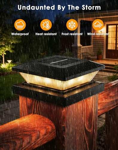 4x4 Solar Post Cap Lights - 8 Pack Fence Deck Post Solar Powered Lights