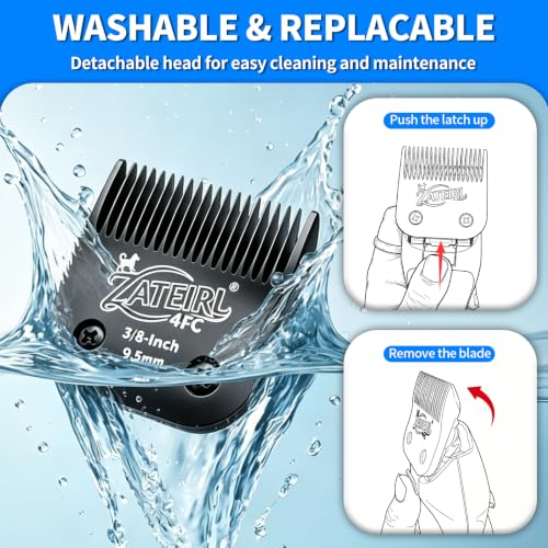 Size 4FC Detachable Pet Grooming Clipper Blade with Steel Cutter, 3/8 Inch (9.5 mm) Cut Length, Black, Compatible with Andis, Oster A5, Wahl KM10, 3 Pack - color: Black, size: 4FC 9.5mm - 3 Pack