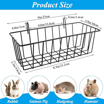 6 Pack Hay Feeder Rabbit with Hooks Heavy Duty, 9x4x3 Inch - color: Black