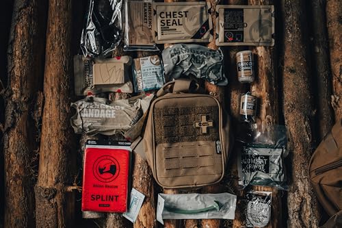 RHINO RESCUE IFAK Trauma Kit Pro with CAT Tourniquet (Coyote Brown) | TCCC Compliant, Combat-Proven, Tactical Molle Pouch, Professional First Aid Kit, Military Medical Kit, HSA/FSA Approved - color: Coyote Brown, size: MOLLE Vertical Pack