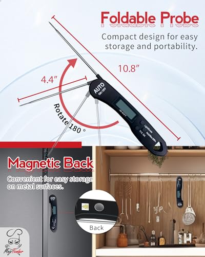 Foldable Instant Read Digital Meat Thermometer for Cooking, ±1°F Accuracy