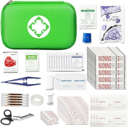 First Aid Kit 276PCS Car Home Camping Essentials Green Emergency Kit AMORNING - color: Green-276pcs