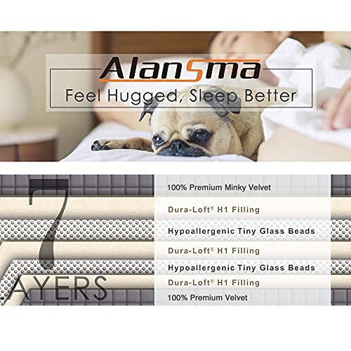 ALANSMA Reversible Weighted Blanket for All Season, Luxury Velvet, Warm and Cool, Adult 5Lb Grey Weighted Blanket, Enjoy Sleeping Anywhere(Grey,35"x48" 5.5lbs) - color: Grey, size: 35''x48'' 5.5lbs