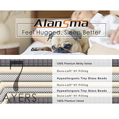 ALANSMA Reversible Weighted Blanket for All Season, Luxury Velvet, Warm and Cool, Adult 5Lb Grey Weighted Blanket, Enjoy Sleeping Anywhere(Grey,35"x48" 5.5lbs) - color: Grey, size: 35''x48'' 5.5lbs
