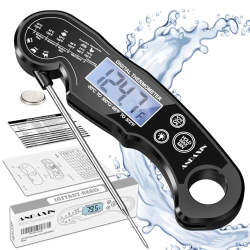 Meat Thermometer Digital - Fast Instant Read Food Thermometer for Cooking, Candy, Outside Grill, and Roast, Digital Food Thermometer with Backlight LCD & Calibration - color: Black/Black