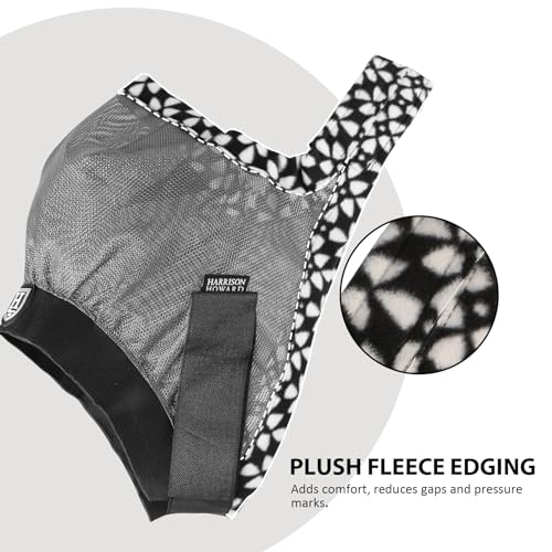 Harrison Howard Cattle Livestock Fly Mask Breathable Mesh Padded Edging with Fun Patterns Large Spacing Forelock Opening Design Adjustable Fit for Cattle Deep Grey - color: Deep Grey