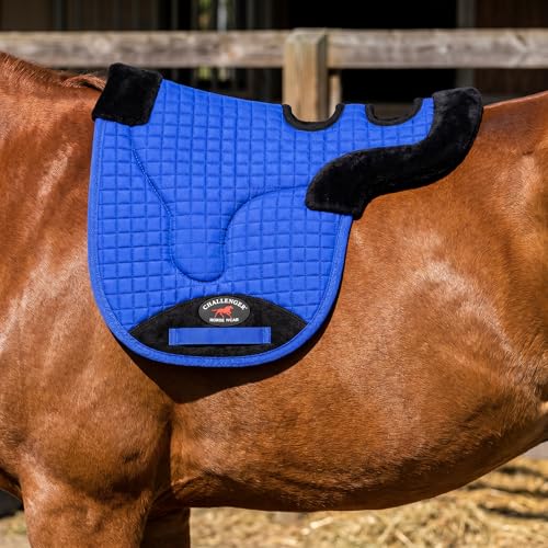 Horse Contoured Fleece Lined Quilted English Saddle Pad Black 72153 - color: Royal Blue