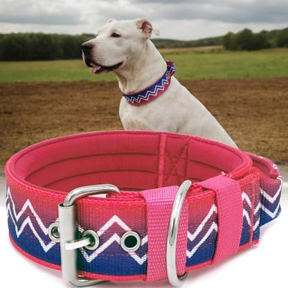 Dog Collar for Large Dogs,2 in Wide Heavy Duty,Pressure-Relief Padded, B-M - color: Cotton Wave, size: M