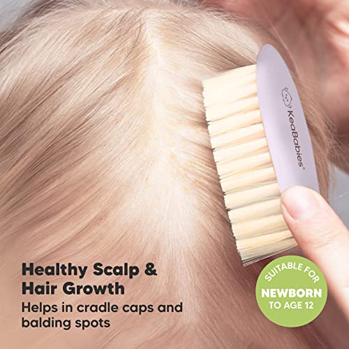 KeaBabies Baby Hair Brush and Baby Comb Set and KeaBabies Baby Hooded Towel - Wooden Baby Brush with Soft Goat Bristle, Bamboo Viscose Baby Towel
