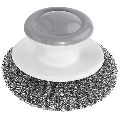 24Pack Steel Wool Scrubber with Handle, Stainless Steel Scrubber for Cleaning Cast Iron, Dishes, Stock Pots, Pans, Griddles, Grills - color: 24pack