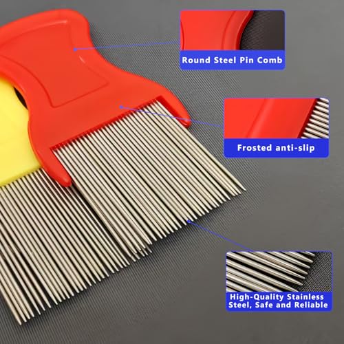 Lice Comb, 8 Pcs Flea Comb, Hair Double Sided Fine Tooth Combs, Removal Dandruff,with Metal Teeth,Stainless Steel Louse and Nit Combs for Head Lice Treatment