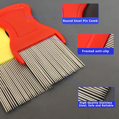 Lice Comb, 8 Pcs Flea Comb, Hair Double Sided Fine Tooth Combs, Removal Dandruff,with Metal Teeth,Stainless Steel Louse and Nit Combs for Head Lice Treatment