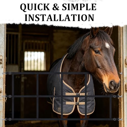 48" x 20" Stall Guards for Horses with Adjustable Straps and Hardware (Black) - color: Black