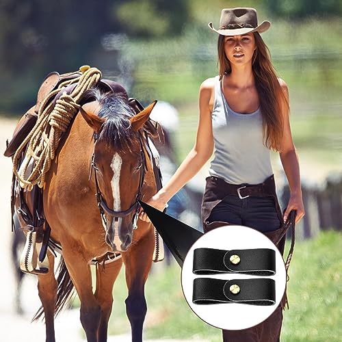 Chunful 6 Pcs Leather Breakaway Halter Replacement Straps for Horses - color: Black