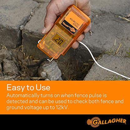 Gallagher S6 Solar Fence Charger with Digital Volt Meter | Solar-Powered Energizer for Gardens, Poultry & Livestock | Includes Digital Fence Tester to Monitor Voltage