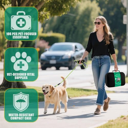 Pet First Aid Kit for Dogs - Pet Emergency Kit for Camping Hiking Traveling Hunting and Sports (Green) - color: Green