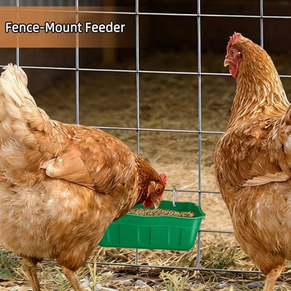 Hanging Chicken Feeders,Duck Feeder Waterer,Small Feed Trough 1.3 Quart 6 Pack,Hanging Fence Feed Trough for Poultry,Green - color: Green, size: 1.3 Quart (6 Pack)