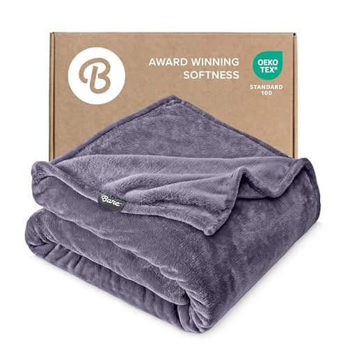 Bare Home Fleece Blanket Luxury Microplush (Full/Queen, Dusty Purple) - color: 17 - Dusty Purple, size: Full/Queen