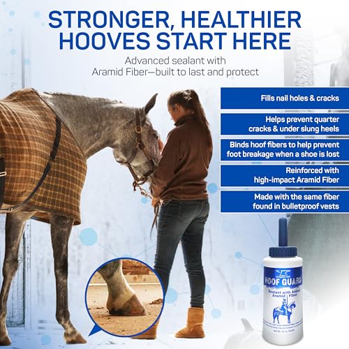 Hoof Guard Sealant for Horses, Fiber-Fortified Aramid Hoof Protector, 16 oz | Professional Horse Hoof Strengthener, Fills Cracks & Locks In Moisture, Hoof Protector for Horses Against Thrush & UV Damage