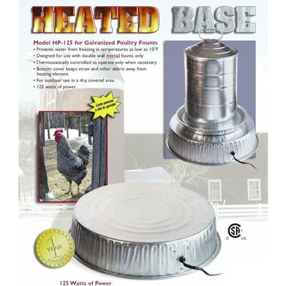 Farm Innovators 125 Watt Heated Base for Double Wall Metal Poultry Founts with 35 Degrees Fahrenheit Temperature and Below, Metallic