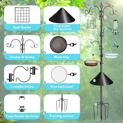 YINGYM 87 Inch Bird Feeding Station Kit with Squirrel Baffle for Outside - size: 87 Inches with Squirrel Baffle