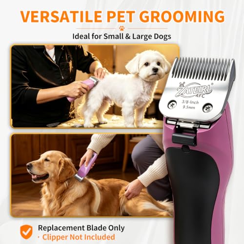 4 Pack Long Cut Pet Grooming Clipper Blades with Ceramic Cutters, Sizes 4FC, 3-3/4FC, 5/8HT & 3/4HT, Silver, Compatible with Andis, Oster A5, Wahl KM10 A5 Style Dog Clippers - color: Silver, size: 4FC + 3-3/4FC + 5/8HT + 3/4HT