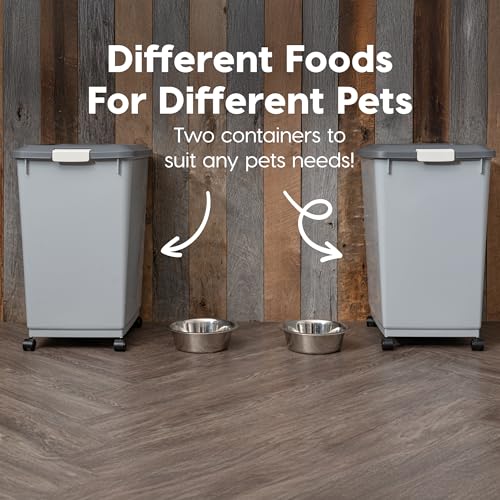 IRIS USA Dog Food Storage Container, 2-Pack, Up to 54 lbs, Gray/Dark Gray - color: Gray/Dark Gray, size: 54 lbs - 2 Pack