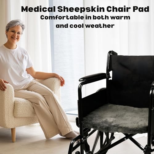 Natural Medical Sheepskin Pad, Non-Slip Back, Charcoal, 17 x 17 in, 1 Pack - color: Charcoal Grey, size: 17x17 Inch (Pack of 1)
