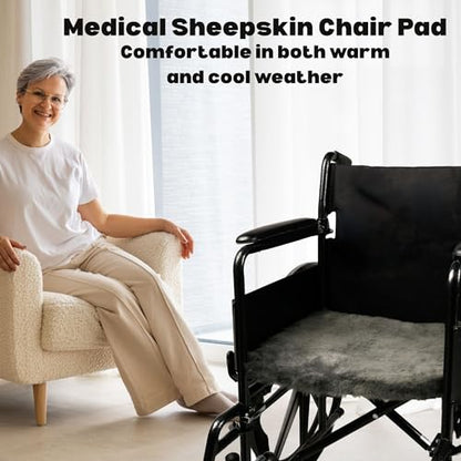 Natural Medical Sheepskin Pad, Non-Slip Back, Charcoal, 17 x 17 in, 1 Pack - color: Charcoal Grey, size: 17x17 Inch (Pack of 1)