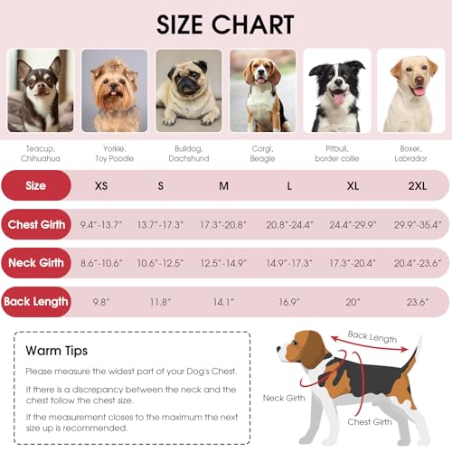 Queenmore Cold Weather Dog Coats Loft Reversible Winter Fleece Dog Vest Waterproof Pet Jacket Available in Extra Small, Small, Medium, Large Extra Large Sizes - color: Red, size: X-Small
