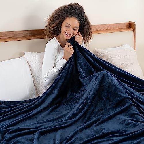 Berkshire Blanket Classic VelvetLoft® Solid Bed Blanket King Size, Lightweight Soft Fuzzy Plush Blanket for Bed and Couch, Dress Blues, 90x108 Inches - color: Dress Blues, size: King/Cal King