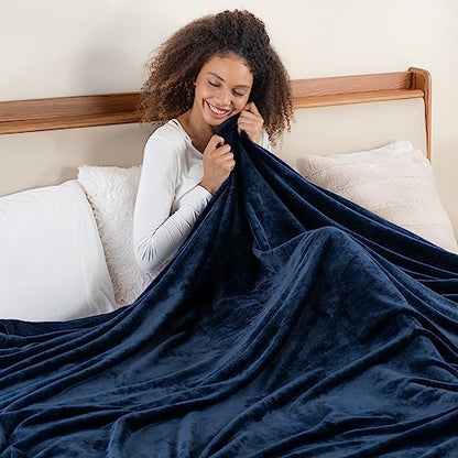 Berkshire Blanket Classic VelvetLoft® Solid Bed Blanket King Size, Lightweight Soft Fuzzy Plush Blanket for Bed and Couch, Dress Blues, 90x108 Inches - color: Dress Blues, size: King/Cal King
