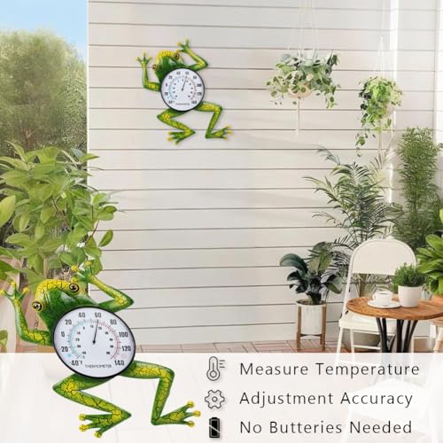 Frog Outdoor Thermometer, Metal Indoor Wall Thermometer - color: Green Frog