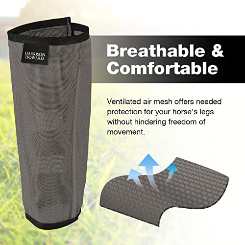Harrison Howard Loose Fitting Fly Boots UV-Protective Extra Tough Mesh Ventilated Four Fasteners Stay-on Design Protect Horse Legs & Stomp-Reducing Set of 4 Dark Grey Mini - color: Dark Grey, size: Mini