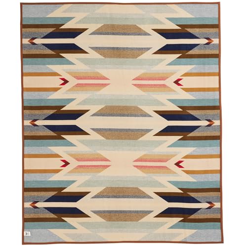 Pendleton Jacquard Unnapped Twin Blanket, 64 x 80 in, Heirloom Virgin Wool - color: Wyeth Trail, size: Twin (64" x 80")