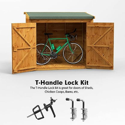 Shed Door Hardware Kit with Hinges, Latch, Lock, and Handle - Complete Gate Hardware Set for Your Shed Door