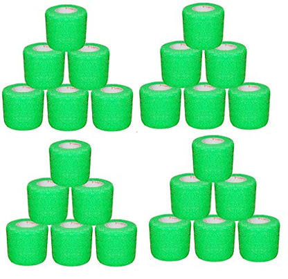 2 Inch Self Adhesive Bandage Wrap & Athletic Tape - 24Pk, Neon Green - color: Neon Green, size: 24 Rolls