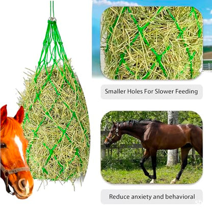 2PCS Hay Bag Hanging Goat Feeder,Slow Feeder Horse Hay Bag, with 4 Bucket Strapsnd for Horses Donkeys Cows Alpacas Ostriches or Other Animals