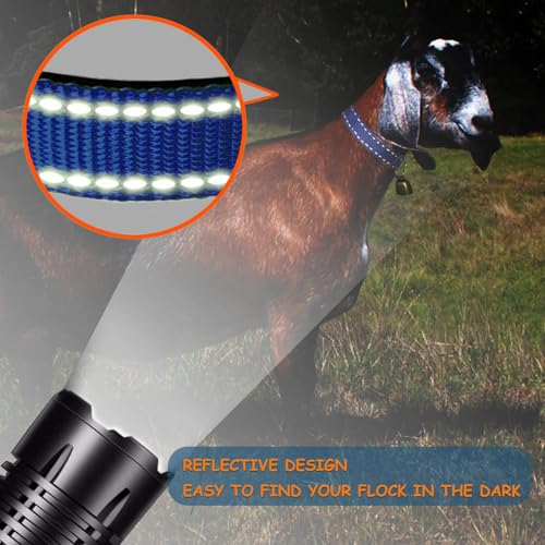5 Pack Reflective Goat Collars with Grazing Copper Bells and Adjustable Nylon Collar with Anti-Lost Loud Bronze Bell for Farm Animal Goat Sheep Horse Cow(Size:M Neck:14-20") - size: M-Medium(Neck 14-20")