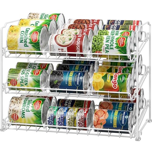 Simple Houseware 3-Tier Stackable Can Organizer Rack Hold 36 Cans, White - color: White