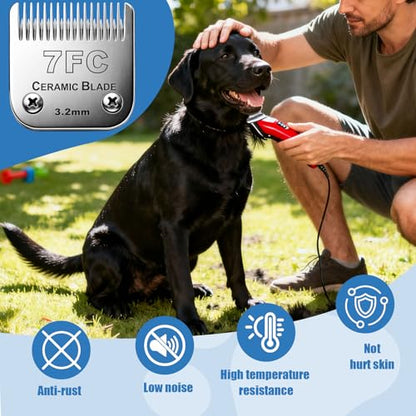 Dog Grooming Replacement Blades Compatible with Andis Dog Clipper, Dog Clipper Blades Compatible with Oster A5,Wahl KM-10 Series Dog Clipper,7FC Blades (3.2mm) - size: 7FC