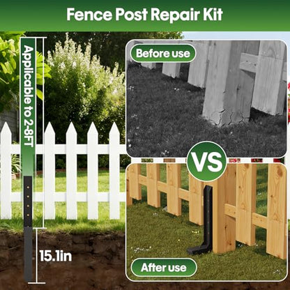 Fence Post Repair Kit 4 Pack, 8mm Double-Layer Post Anchor for Wood Posts
