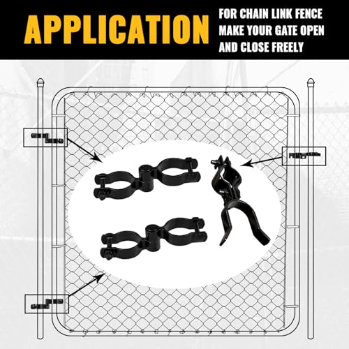 VIVIDA 1-3/8" Chain Link Gate Hinge Kit, Black Chain Link Gate Hardware | Include 1-3/8" Black Fence Gate Hinge Kit, 1-3/8" Black Chain Link Gate Latch - size: 1-3/8" × 1-3/8" (BLACK)