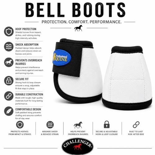 CHALLENGER Large Ballistic Overreach No-Turn Bell Boots White 4109WH-L